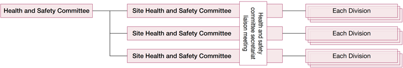 A Site Health and Safety Committee is formed by each Division and a Health and Safety Committee Secretariat Liaison Meeting is held. The Health and Safety Committee coordinates the Site Health and Safety Committee.
