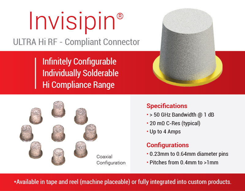 Invisipin is a Ultra Hi RF compliant connector. It features infinetely configurable and indibidually solderable.